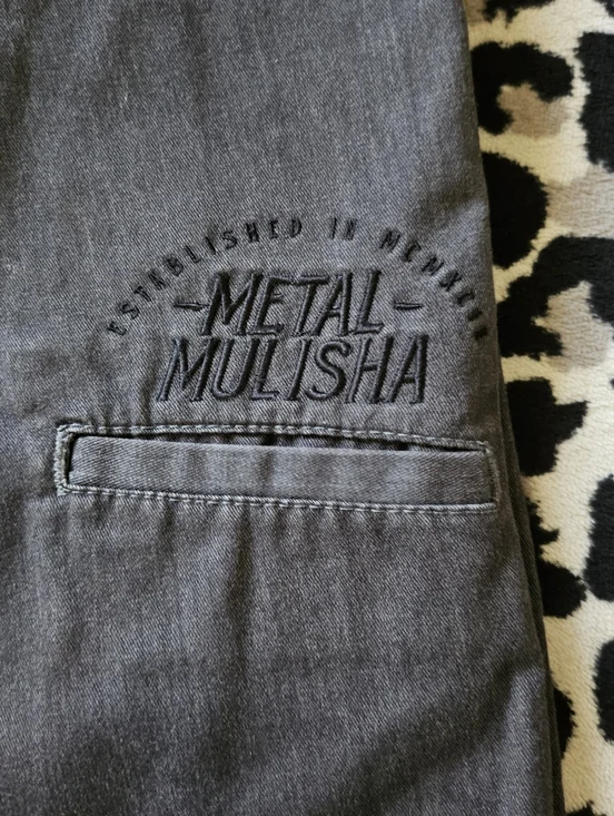 Metal Mulisha Mens Size 38 Gray Cargo Shorts Embroidered Logo w Pockets Cotton - Picture 7 of 10